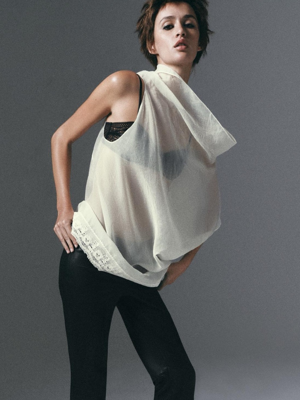 Zara ORGANZA LACE TOP